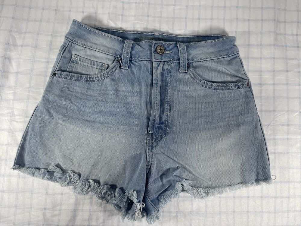 REWASH Denim Shorts Size 3/26 Light Wash Distressed Cut Off Raw Hem High Rise